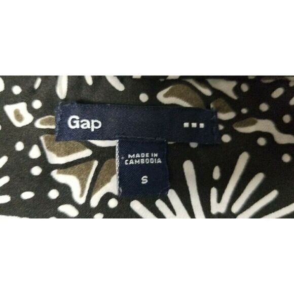 Gap Floral Geometric Tie Neck Casual Short Dress Cap Sleeve Front Pockets Small - Picture 4 of 7